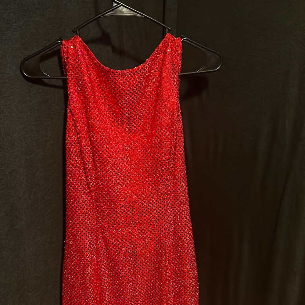 Long red sequin formal dress
